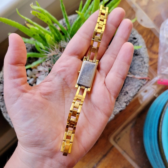 Classic Gold Pulsar Rhinestone Womens Rectangular Modern Style Estate Watch